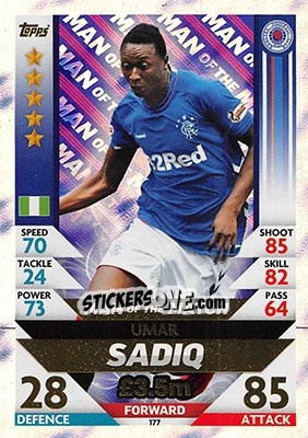 Cromo Umar Sadiq - SPFL 2018-2019. Match Attax n. 177 - Topps
