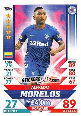 Sticker Alfredo Morelos - SPFL 2018-2019. Match Attax n. 179 - Topps