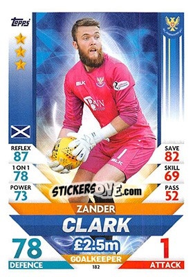 Sticker Zander Clark - SPFL 2018-2019. Match Attax n. 182 - Topps