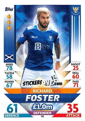 Sticker Richard Foster - SPFL 2018-2019. Match Attax n. 183 - Topps