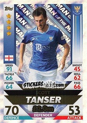Sticker Scott Tanser - SPFL 2018-2019. Match Attax n. 187 - Topps