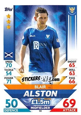 Sticker Blair Alston - SPFL 2018-2019. Match Attax n. 191 - Topps