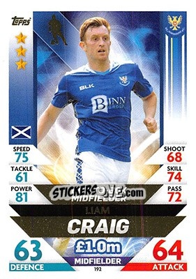 Sticker Liam Craig - SPFL 2018-2019. Match Attax n. 192 - Topps