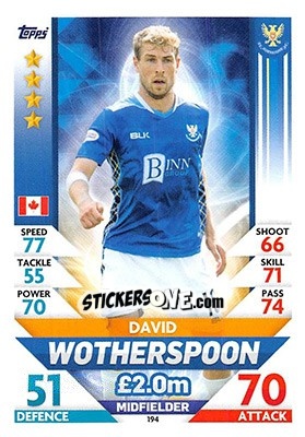 Sticker David Wotherspoon - SPFL 2018-2019. Match Attax n. 194 - Topps