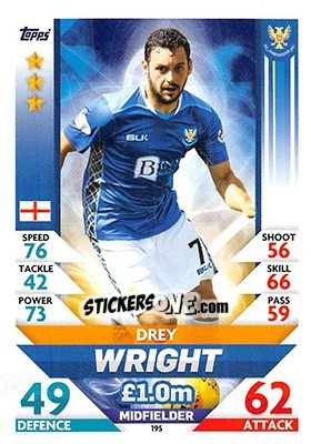 Sticker Drey Wright - SPFL 2018-2019. Match Attax n. 195 - Topps