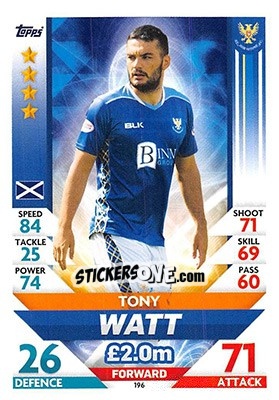 Sticker Tony Watt - SPFL 2018-2019. Match Attax n. 196 - Topps