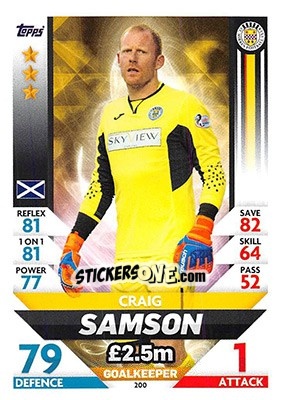 Sticker Craig Samson - SPFL 2018-2019. Match Attax n. 200 - Topps