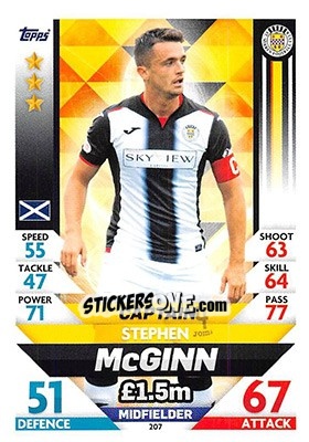 Sticker Stephen McGinn - SPFL 2018-2019. Match Attax n. 207 - Topps