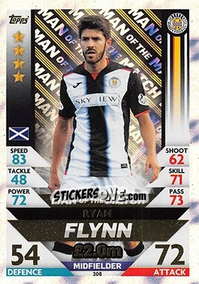 Sticker Ryan Flynn - SPFL 2018-2019. Match Attax n. 208 - Topps