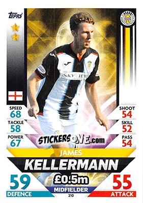 Sticker James Kellermann - SPFL 2018-2019. Match Attax n. 210 - Topps