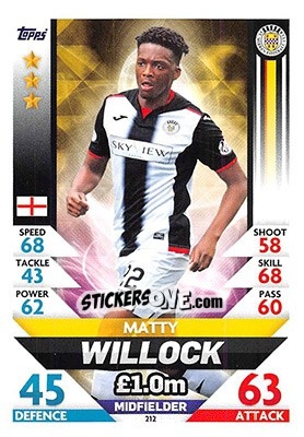 Sticker Matty Willock - SPFL 2018-2019. Match Attax n. 212 - Topps