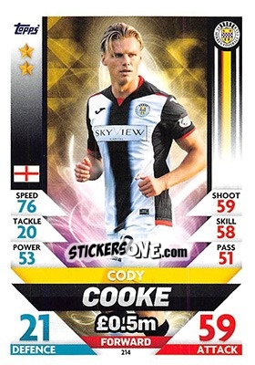 Cromo Cody Cooke - SPFL 2018-2019. Match Attax n. 214 - Topps