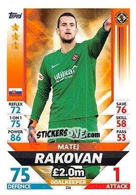 Cromo Matej Rakovan - SPFL 2018-2019. Match Attax n. 236 - Topps