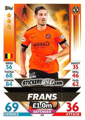 Sticker Frederic Frans - SPFL 2018-2019. Match Attax n. 238 - Topps