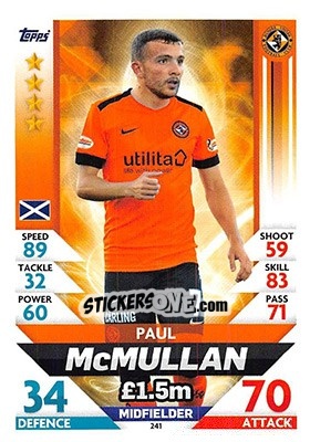 Sticker Paul McMullan - SPFL 2018-2019. Match Attax n. 241 - Topps