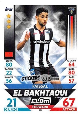 Sticker Faissal El Bakhtaoui - SPFL 2018-2019. Match Attax n. 251 - Topps
