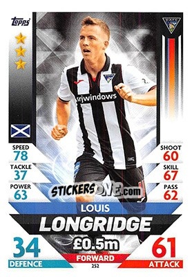 Sticker Louis Longridge - SPFL 2018-2019. Match Attax n. 252 - Topps