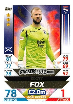 Sticker Scott Fox - SPFL 2018-2019. Match Attax n. 299 - Topps
