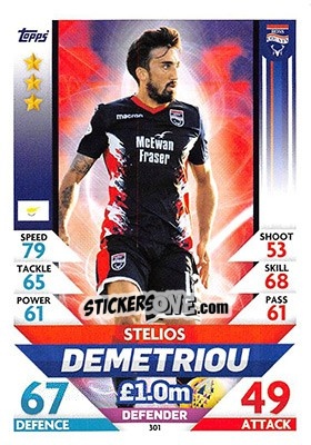 Sticker Stelios Demetriou - SPFL 2018-2019. Match Attax n. 301 - Topps