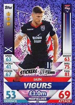 Sticker Iain Vigurs - SPFL 2018-2019. Match Attax n. 304 - Topps