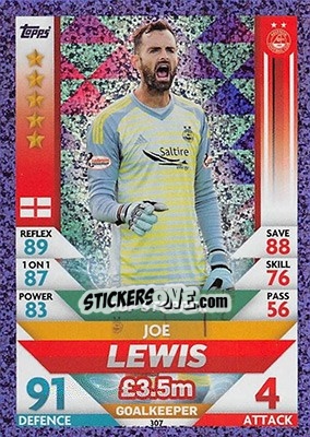 Sticker Joe Lewis - SPFL 2018-2019. Match Attax n. 307 - Topps