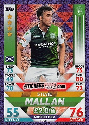 Sticker Stevie Mallan - SPFL 2018-2019. Match Attax n. 309 - Topps