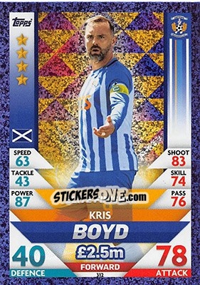 Sticker Kris Boyd - SPFL 2018-2019. Match Attax n. 312 - Topps