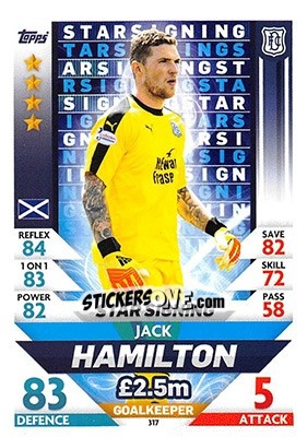 Cromo Jack Hamilton - SPFL 2018-2019. Match Attax n. 317 - Topps