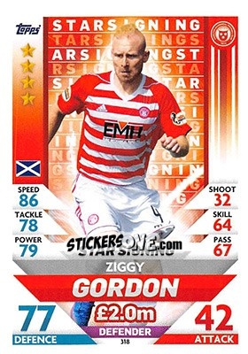 Sticker Ziggy Gordon - SPFL 2018-2019. Match Attax n. 318 - Topps