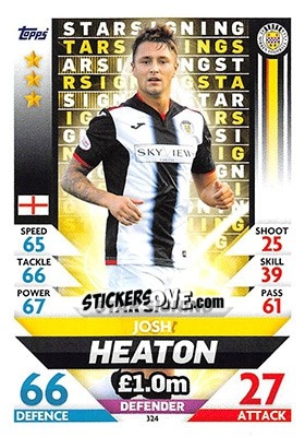 Sticker Josh Heaton - SPFL 2018-2019. Match Attax n. 324 - Topps