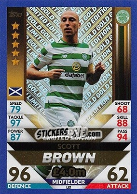 Sticker Scott Brown - SPFL 2018-2019. Match Attax n. LE1 - Topps