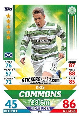 Sticker Kris Commons - SPFL 2018-2019. Match Attax n. MT3 - Topps