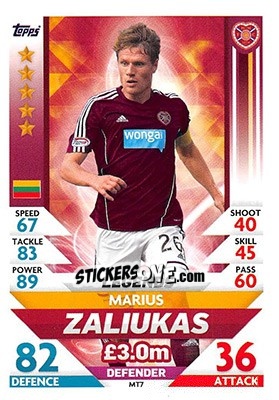 Sticker Marius Zaliukas - SPFL 2018-2019. Match Attax - Topps