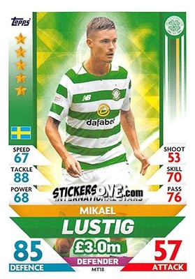 Sticker Mikael Lustig - SPFL 2018-2019. Match Attax n. MT18 - Topps