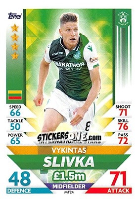 Cromo Vykintas Slivka - SPFL 2018-2019. Match Attax - Topps