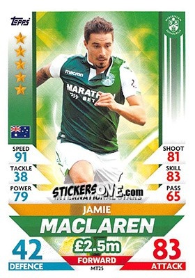 Sticker Jamie MacLaren - SPFL 2018-2019. Match Attax n. MT25 - Topps