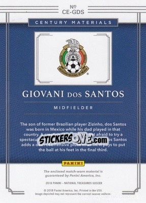 Sticker Giovani Dos Santos - National Treasures Soccer 2018 - Panini
