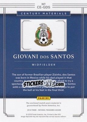 Sticker Giovani Dos Santos - National Treasures Soccer 2018 n. CM20 - Panini