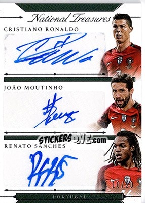 Sticker Cristiano Ronaldo / Joao Moutinho / Renato Sanches - National Treasures Soccer 2018 n. TS6 - Panini