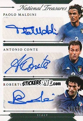 Sticker Antonio Conte / Paolo Maldini / Roberto Donadoni - National Treasures Soccer 2018 n. TS13 - Panini
