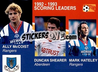 Cromo Ally McCoist / Duncan Shearer / Mark Hateley - Footballers 1993-1994 - Grandstand