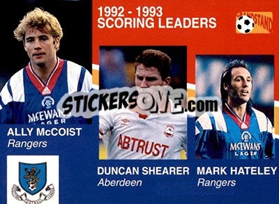 Sticker Ally McCoist / Duncan Shearer / Mark Hateley - Footballers 1993-1994 n. 199 - Grandstand
