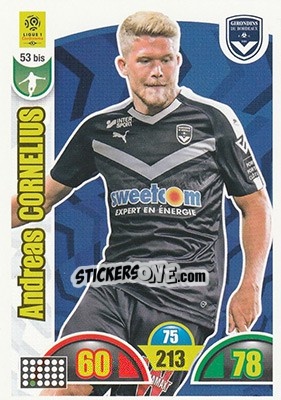 Sticker Andreas Cornelius - FOOT 2018-2019. Adrenalyn XL n. 53bis - Panini