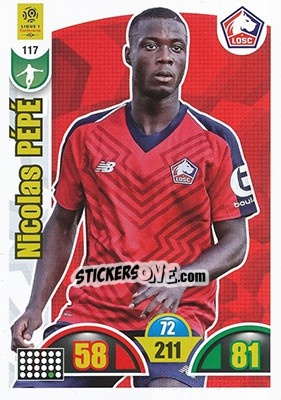 Sticker Nicolas Pépé - FOOT 2018-2019. Adrenalyn XL n. 117 - Panini