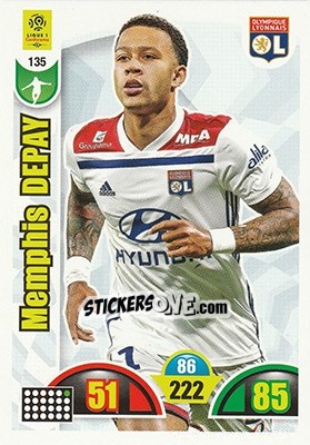 Sticker Memphis Depay - FOOT 2018-2019. Adrenalyn XL n. 135 - Panini