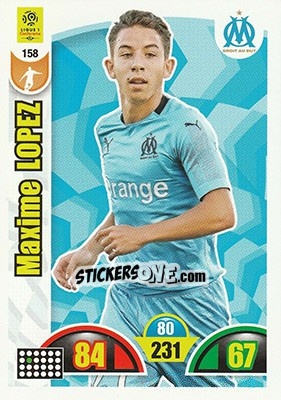 Sticker Maxime Lopez - FOOT 2018-2019. Adrenalyn XL n. 158 - Panini