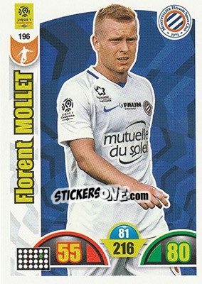 Sticker Florent Mollet - FOOT 2018-2019. Adrenalyn XL n. 196 - Panini