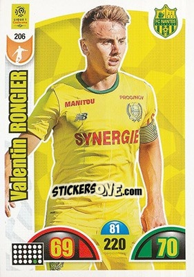 Sticker Valentin Rongier - FOOT 2018-2019. Adrenalyn XL n. 206 - Panini