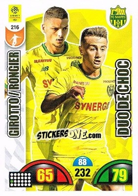 Sticker Andrei Girotto / Valentin Rongier - FOOT 2018-2019. Adrenalyn XL n. 216 - Panini