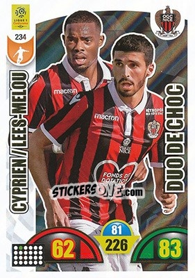 Sticker Pierre Lees-Melou / Wylan Cyprien - FOOT 2018-2019. Adrenalyn XL n. 234 - Panini